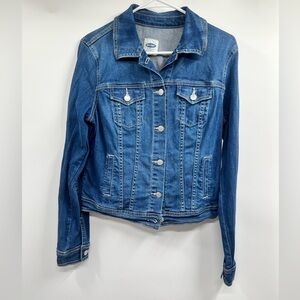 Old Navy Jean Jacket Women S Denim Blue Long Sleeve Button Collard